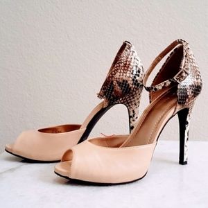 BCBGeneration Imma Snakeskin Ankle Strap Heels